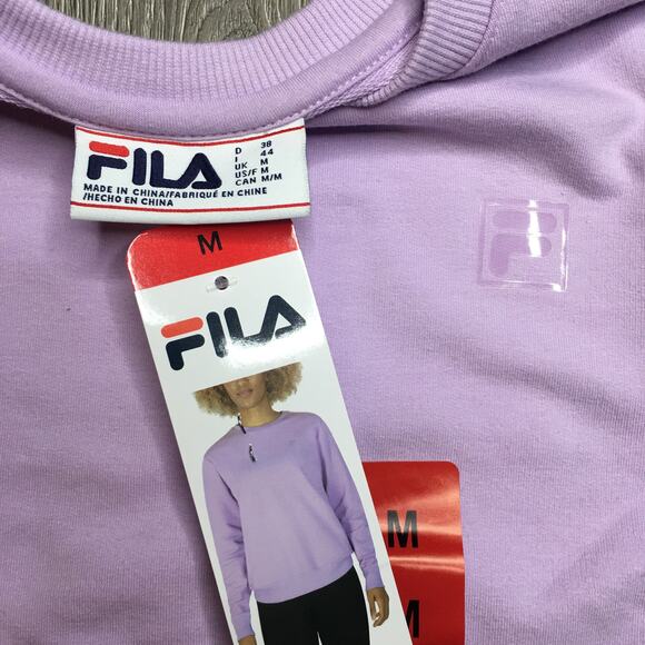 NWT FILA Womens Crewneck Pullover Sweatshirt Long Sleeve Plain Lavender Medium - Picture 4 of 6